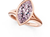 Rose gold Bezel Set Fancy Pink Marquise  Solitaire Diamond Ring with Smooth Band 2