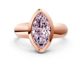 Rose gold Bezel Set Fancy Pink Marquise  Solitaire Ring with Wide Band