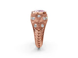Rose gold Bezel Set Fancy Pink Oval Cut Diamond Milgrain Band Ring_2
