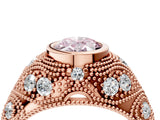 Rose gold Bezel Set Fancy Pink Oval Cut Diamond Milgrain Band Ring_4
