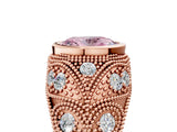 Rose gold Bezel Set Fancy Pink Oval Cut Diamond Milgrain Band Ring_5