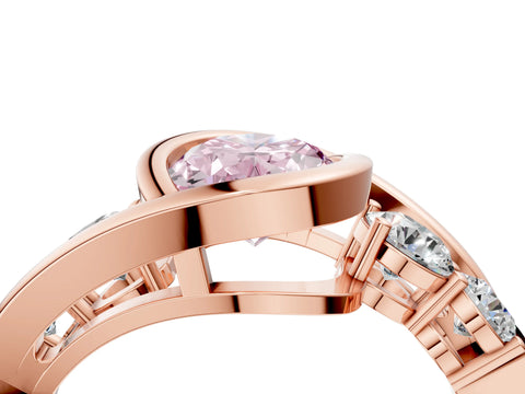 Rose gold Bezel Set Fancy Pink Oval Cut Diamond Split Shank Ring_4