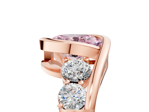 Rose gold Bezel Set Fancy Pink Oval Cut Diamond Split Shank Ring_5