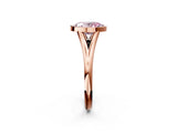 Rose gold Bezel Set Fancy Pink Oval  Cut Solitaire Ring with Tapered Band 2