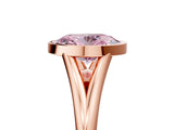 Rose gold Bezel Set Fancy Pink Oval  Cut Solitaire Ring with Tapered Band 5