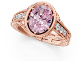 Rose gold Bezel Set Fancy Pink Oval  Diamond Milgrain Pave Engagement Ring_35