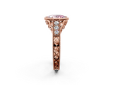 Rose gold Bezel Set Fancy Pink Oval  Diamond Milgrain Pave Engagement Ring_36