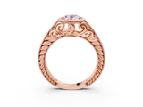 Rose gold Bezel Set Fancy Pink Oval  Diamond Milgrain Pave Engagement Ring_37