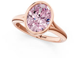 Rose gold Bezel Set Fancy Pink Oval  Solitaire Diamond Ring with Smooth Band 2