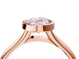 Rose gold Bezel Set Fancy Pink Oval  Solitaire Diamond Ring with Smooth Band 5