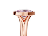 Rose gold Bezel Set Fancy Pink Oval  Solitaire Diamond Ring with Smooth Band