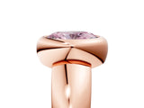 Rose gold Bezel Set Fancy Pink Oval  Solitaire Ring with Wide Band 1