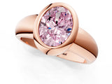 Rose gold Bezel Set Fancy Pink Oval  Solitaire Ring with Wide Band 3