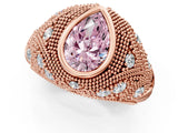Rose gold Bezel Set Fancy Pink Pear Cut Diamond Milgrain Band Ring_1