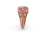 Rose gold Bezel Set Fancy Pink Pear Cut Diamond Milgrain Band Ring_2