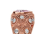Rose gold Bezel Set Fancy Pink Pear Cut Diamond Milgrain Band Ring_5