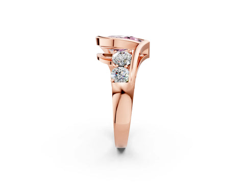 Rose gold Bezel Set Fancy Pink Pear Cut Diamond Split Shank Ring_2