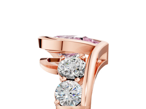 Rose gold Bezel Set Fancy Pink Pear Cut Diamond Split Shank Ring_5