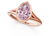 Rose gold Bezel Set Fancy Pink Pear  Cut Solitaire Ring with Tapered Band 1
