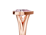 Rose gold Bezel Set Fancy Pink Pear  Cut Solitaire Ring with Tapered Band 5