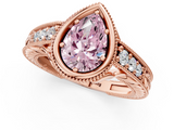 Rose gold Bezel Set Fancy Pink Pear  Diamond Milgrain Pave Engagement Ring_34