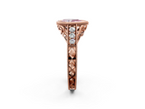 Rose gold Bezel Set Fancy Pink Pear  Diamond Milgrain Pave Engagement Ring_35