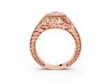 Rose gold Bezel Set Fancy Pink Pear  Diamond Milgrain Pave Engagement Ring_36