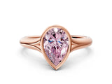Rose gold Bezel Set Fancy Pink Pear  Solitaire Diamond Ring with Smooth Band 2