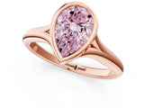 Rose gold Bezel Set Fancy Pink Pear  Solitaire Diamond Ring with Smooth Band 3