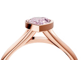 Rose gold Bezel Set Fancy Pink Pear  Solitaire Diamond Ring with Smooth Band