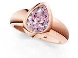 Rose gold Bezel Set Fancy Pink Pear  Solitaire Ring with Wide Band 1