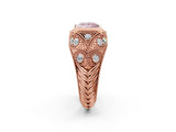 Rose gold Bezel Set Fancy Pink Princess Cut Diamond Milgrain Band Ring_2