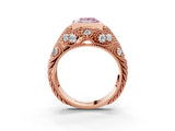 Rose gold Bezel Set Fancy Pink Princess Cut Diamond Milgrain Band Ring_3