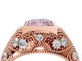 Rose gold Bezel Set Fancy Pink Princess Cut Diamond Milgrain Band Ring_4