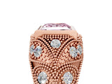 Rose gold Bezel Set Fancy Pink Princess Cut Diamond Milgrain Band Ring_5