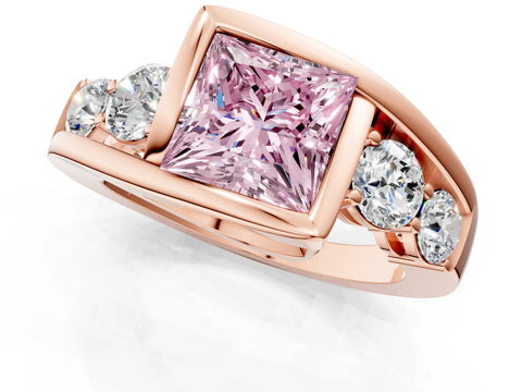 Rose gold Bezel Set Fancy Pink Princess Cut Diamond Split Shank Ring_1