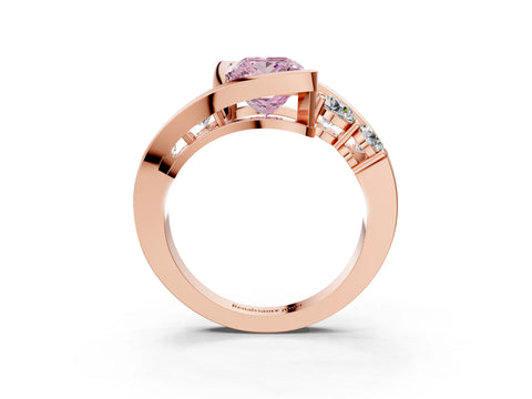 Rose gold Bezel Set Fancy Pink Princess Cut Diamond Split Shank Ring_3