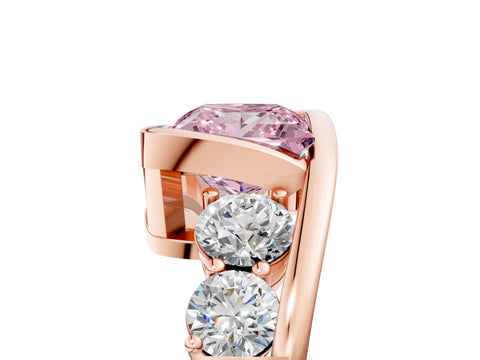 Rose gold Bezel Set Fancy Pink Princess Cut Diamond Split Shank Ring_5