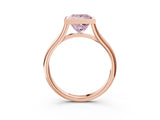 Rose gold Bezel Set Fancy Pink Princess  Cut Solitaire Ring with Tapered Band 3