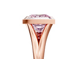 Rose gold Bezel Set Fancy Pink Princess  Cut Solitaire Ring with Tapered Band 5