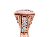 Rose gold Bezel Set Fancy Pink Princess  Diamond Milgrain Pave Engagement Ring_5