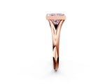 Rose gold Bezel Set Fancy Pink Princess  Solitaire Diamond Ring with Smooth Band 2