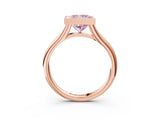 Rose gold Bezel Set Fancy Pink Princess  Solitaire Diamond Ring with Smooth Band 3