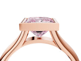 Rose gold Bezel Set Fancy Pink Princess  Solitaire Diamond Ring with Smooth Band 4