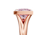 Rose gold Bezel Set Fancy Pink Princess  Solitaire Diamond Ring with Smooth Band 5