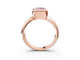 Rose gold Bezel Set Fancy Pink Princess  Solitaire Ring with Wide Band 4