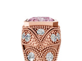 Rose gold Bezel Set Fancy Pink Radiant Cut Diamond Milgrain Band Ring_5