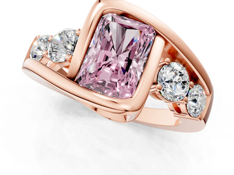 Rose gold Bezel Set Fancy Pink Radiant Cut Diamond Split Shank Ring_1