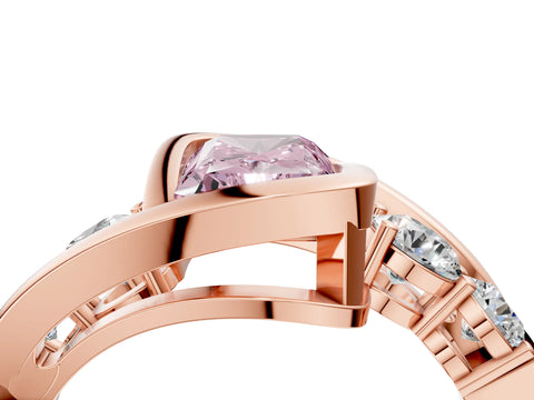 Rose gold Bezel Set Fancy Pink Radiant Cut Diamond Split Shank Ring_4