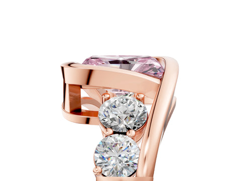 Rose gold Bezel Set Fancy Pink Radiant Cut Diamond Split Shank Ring_5